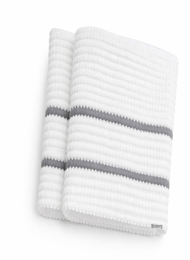 Winberg Microfiber Duster Pocha, White with Grey Stripes, Advanced Technology Floor Tile Window Cleaning Cloth (2) - Image 1